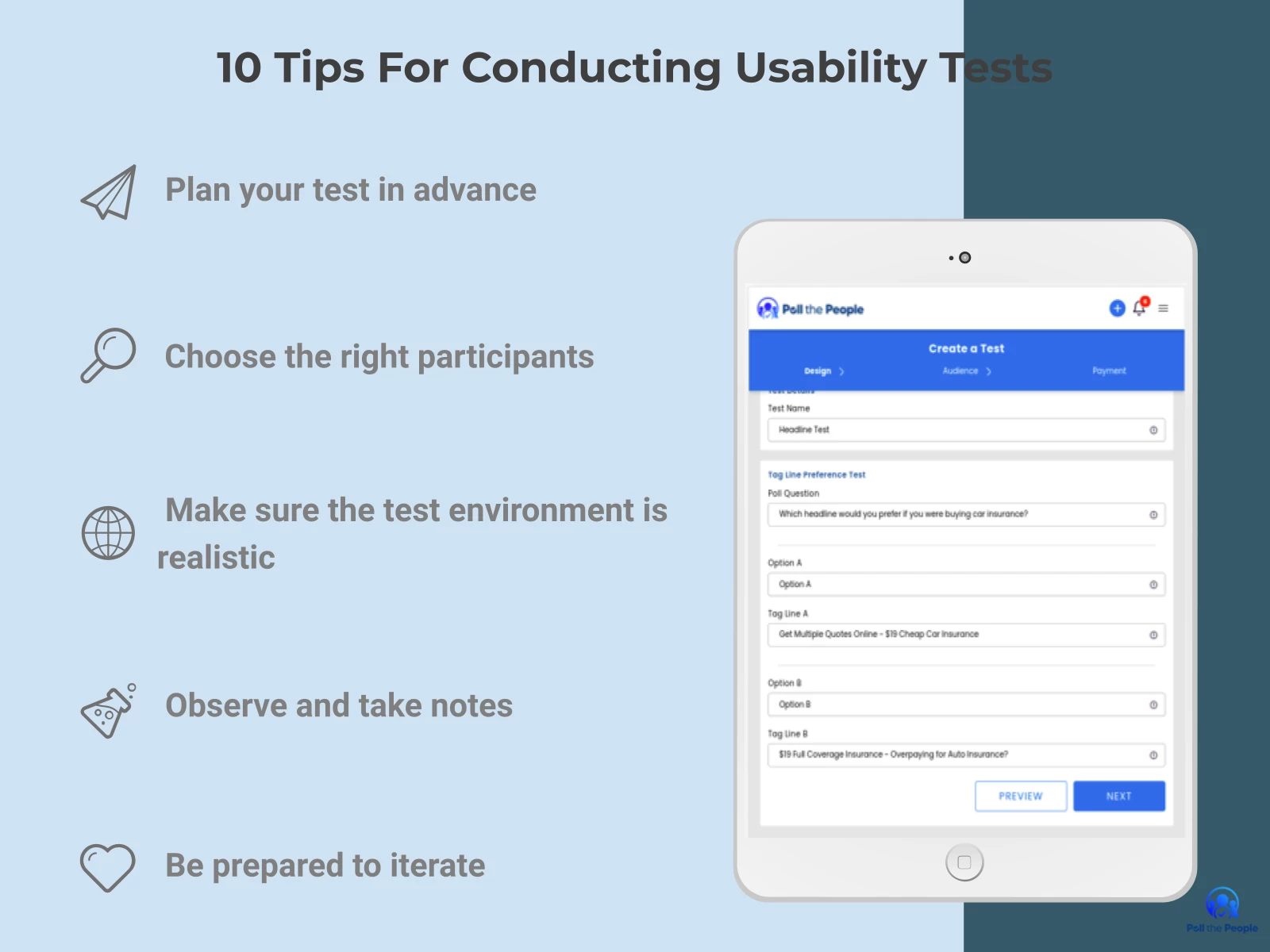 INFOGRAPHIC: 10 tips for conducting usability tests - Poll the People